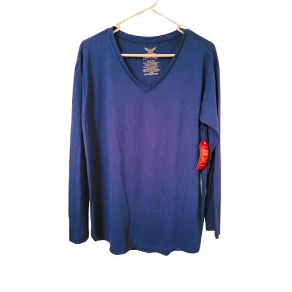 New with tag. Blue long sleeve v-neck top. Size M. - Picture 1 of 5